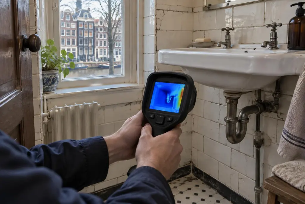 Lekdetectie Boxtel – badkamer met oude leidingen achter de tegels