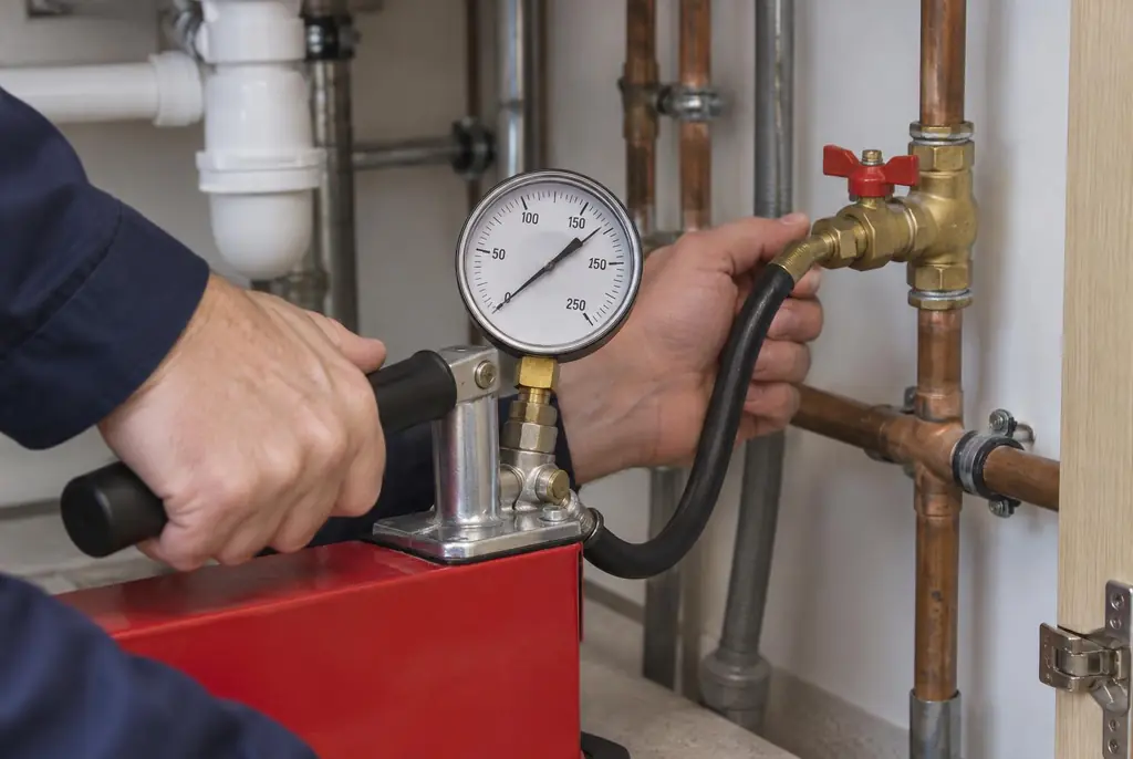 Lekdetectie Boxtel – druktest op een waterleiding met een manometer