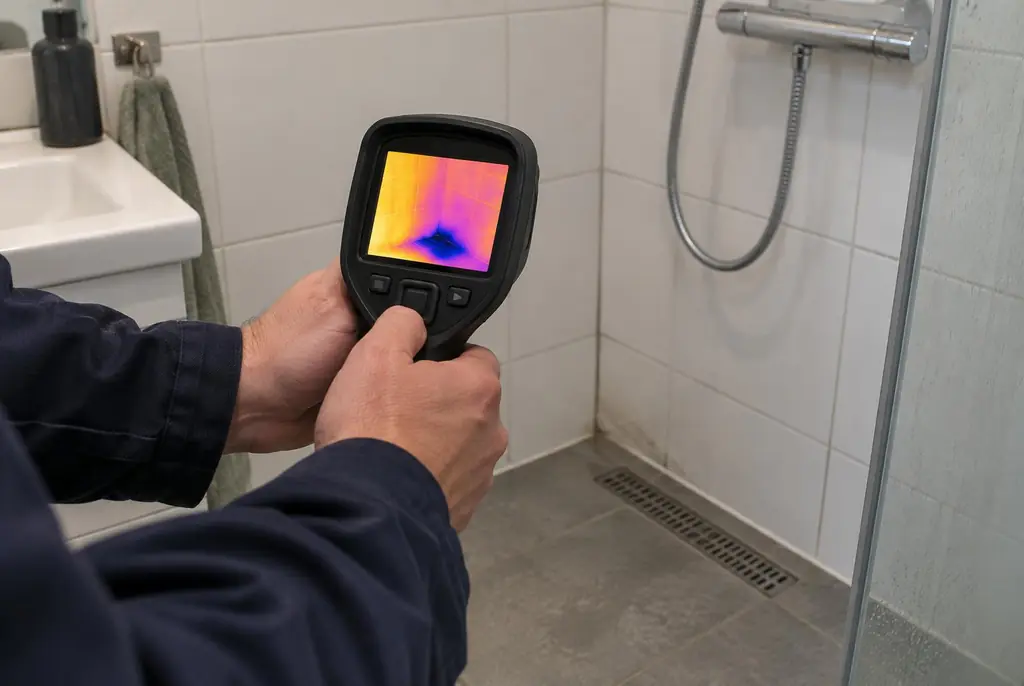 Lekdetectie Boxtel – lekdetectiespecialist met warmtebeeldcamera in een badkamer