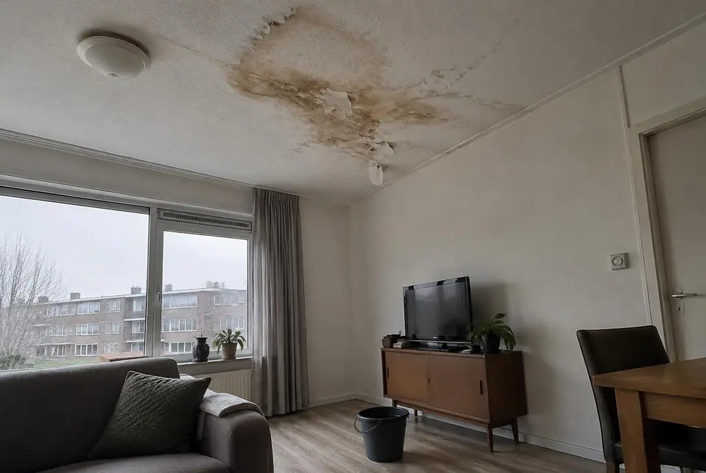 Lekdetectie Boxtel – vochtplek op het plafond onder een badkamer